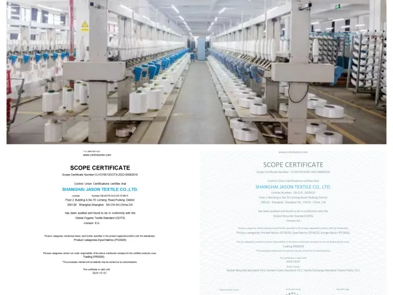 GRS and GOTS certificate GRS and GOTS certificate